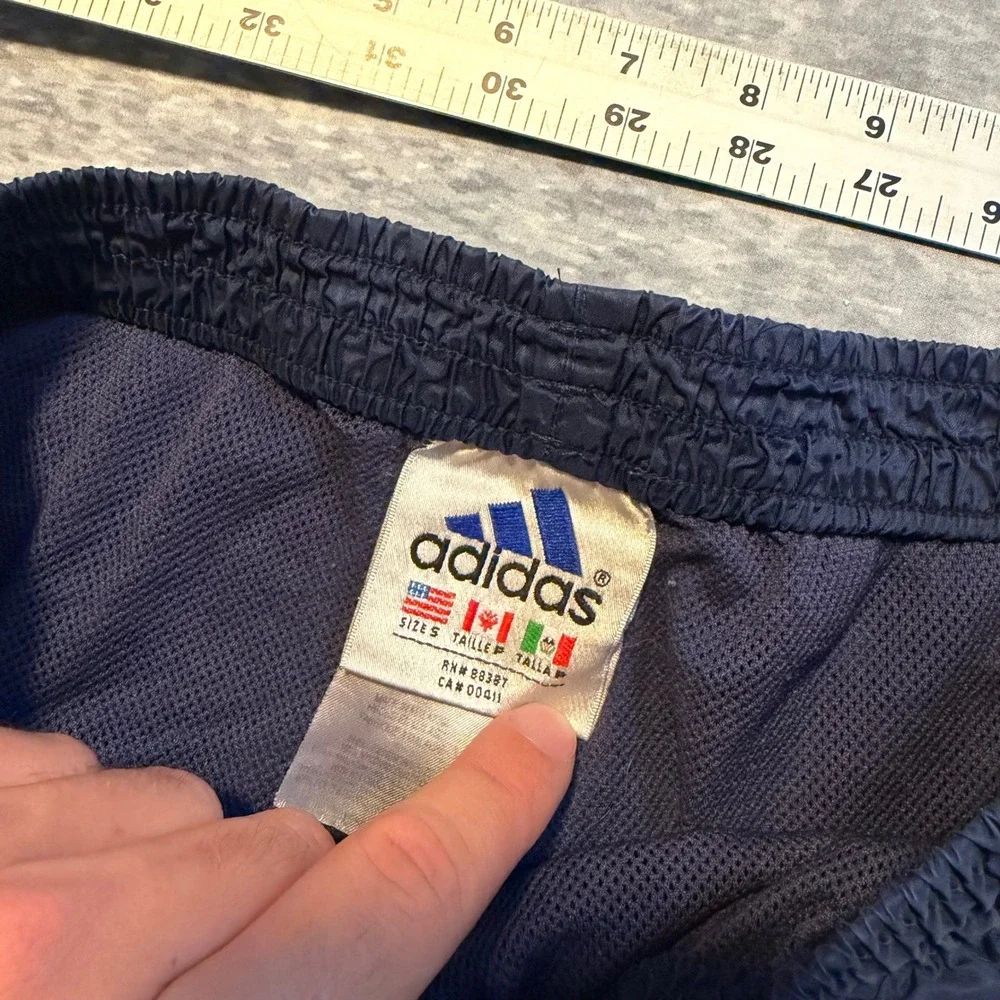 Vintage Adidas Mens Small Navy Blue Nylon Track Pants Mesh Lined Windbreaker S
